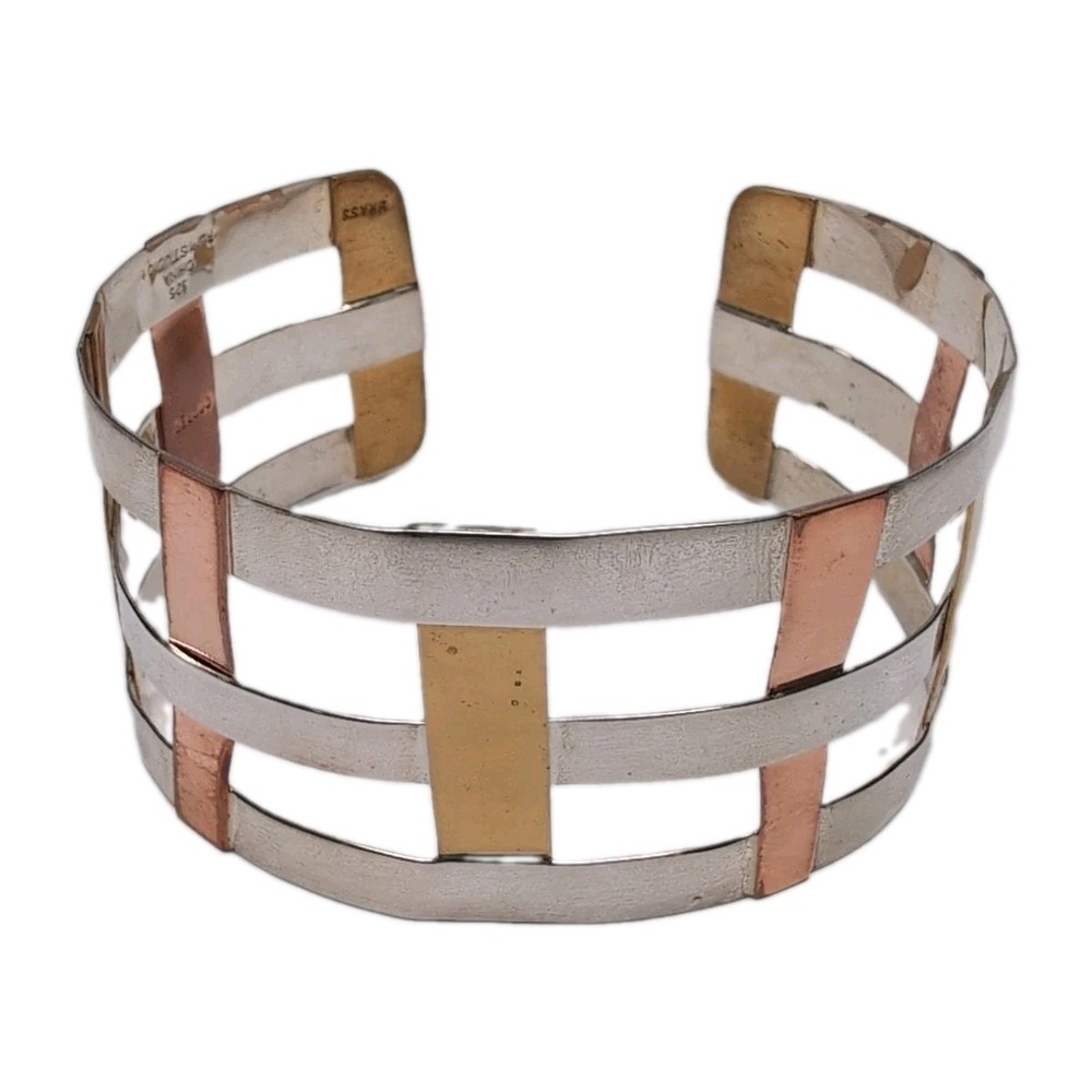 Robert Lee Morris RLM Studio Mixed-Metal Woven Cuff Bracelet Silver Copper Brass